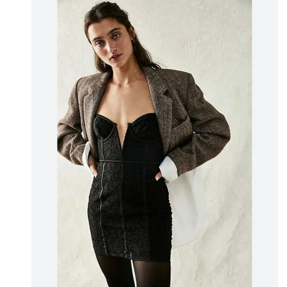 For Love & Lemons Square Neckline Mini Black Dress Pre-Loved Size XL - Picture 1 of 10